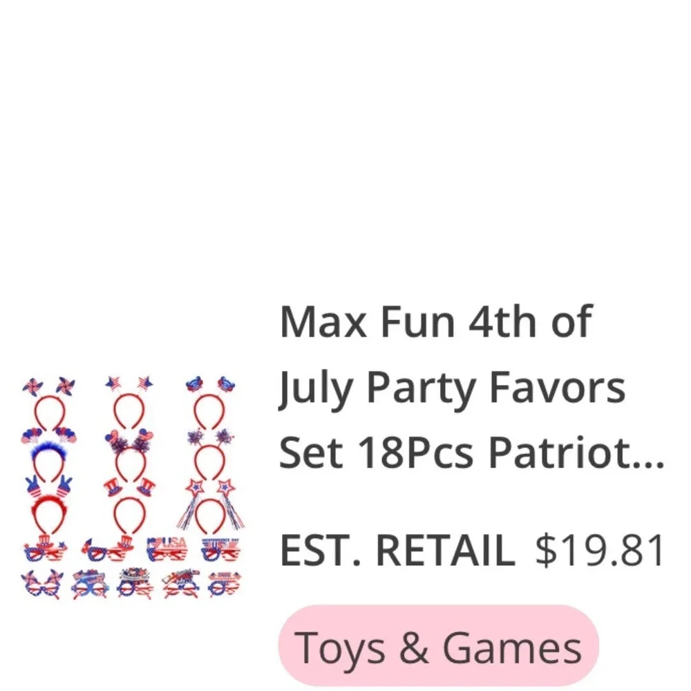 Max Fun 4th of July Patriotic Party Favors Set 18Pcs Headbands Glasses USA